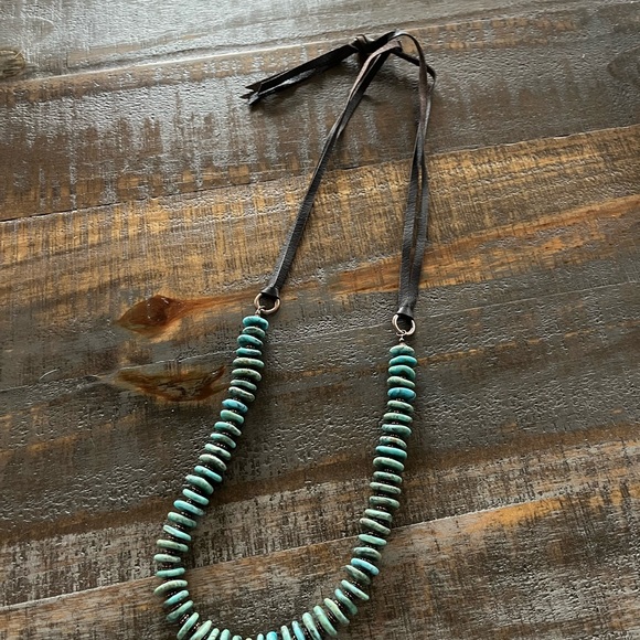 Turquoise Leather Drop Necklace - Picture 5 of 9